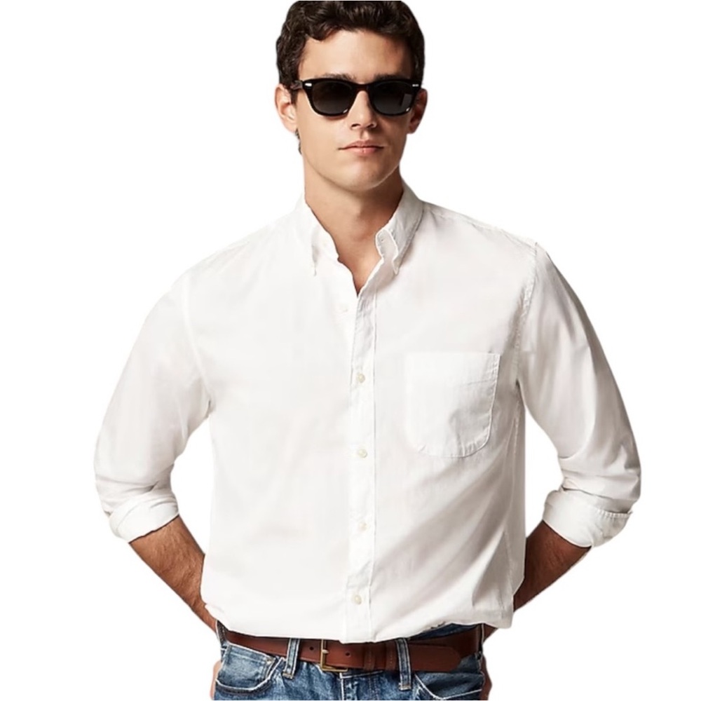 NWT J. CREW Slim Secret Wash cotton poplin shirt in White Sz M and XL